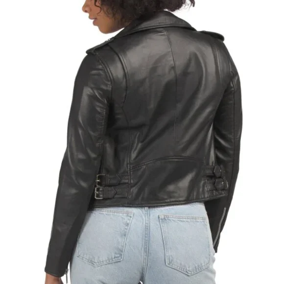 Black Leather Moto Jacket - Picture 3 of 4